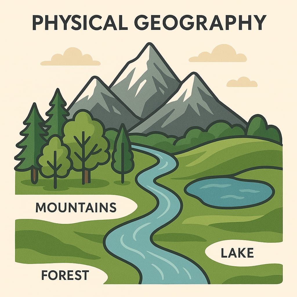 This picture showing the general physical features of our planet and physical geography. This is related to the page ncert chapter wise mcq for upsc